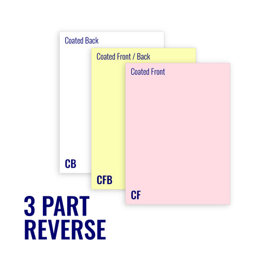 8.5 x 11.5 PERF Carbonless, 3 part Reverse, 10 REAMS