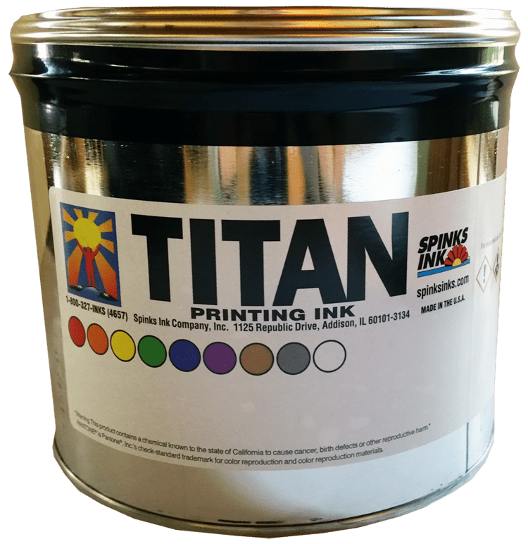 Titan Pantone Warm Red 5.4 lbs., Spinks offset printing ink can