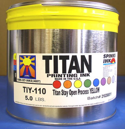 Titan Process Yellow, 5 lbs., Spinks offset printing ink can