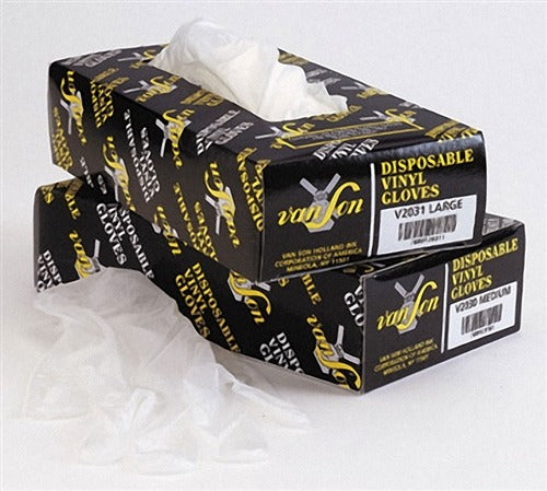 Van Son Vinyl Disposable Gloves, Large, Box of 100