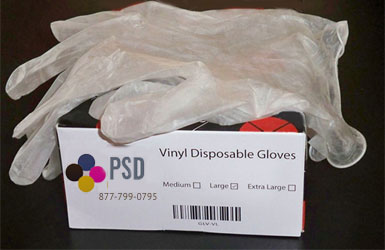 PSD Vinyl Disposable Gloves, 100/Box