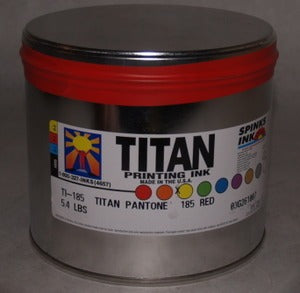 Titan 185 Pantone Red 5.4 lb., Spinks offset printing ink can