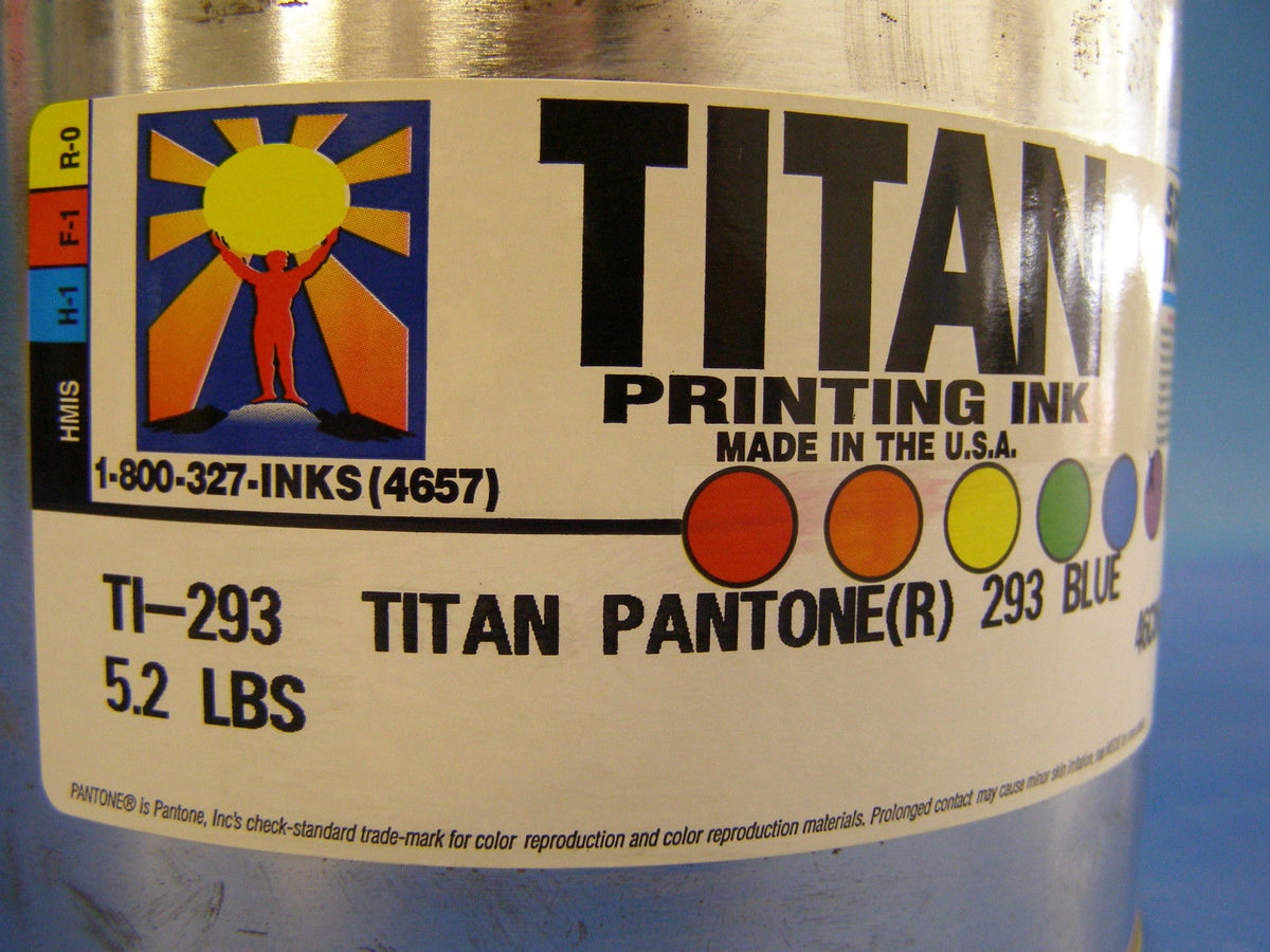Titan 293 Pantone Blue 5.2 lb., Spinks offset printing ink can