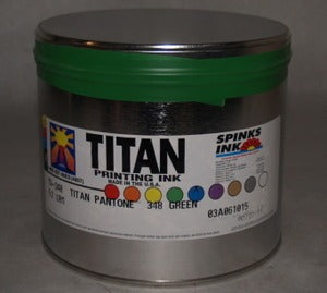 Titan 348 PMS Green 5.2 lb., Spinks offset printing ink can