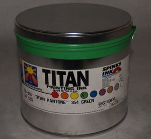 Titan 354 PMS Green 5.0, Spinks offset printing ink can