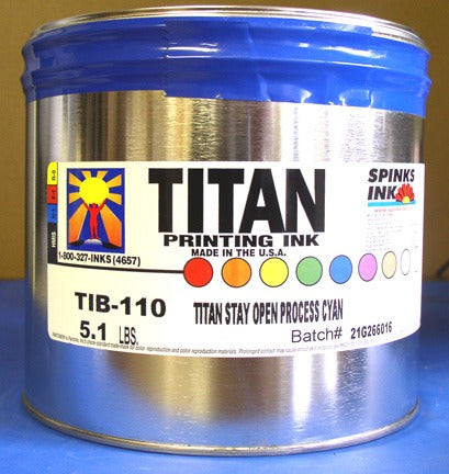 Titan Process Cyan 5.1 lbs., Spinks offset printing ink can