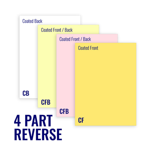 8.5 x 14 Carbonless Paper, 4 part Reverse, 1250 Sets