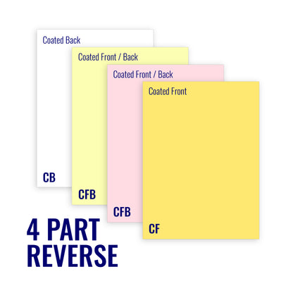 8.5 x 11.5 PERF Carbonless, 4 part Reverse, 10 REAMS