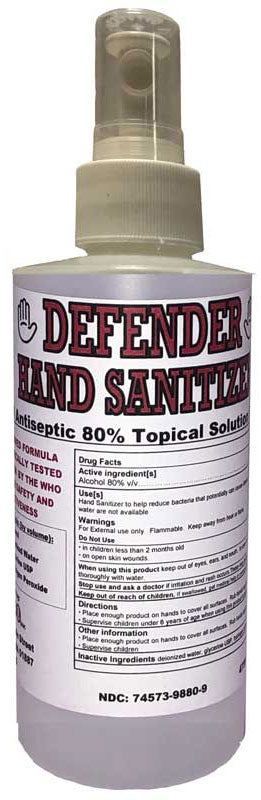 Defender Hand Sanitizer Alcohol Antiseptic 80% - 12 8oz Bottles