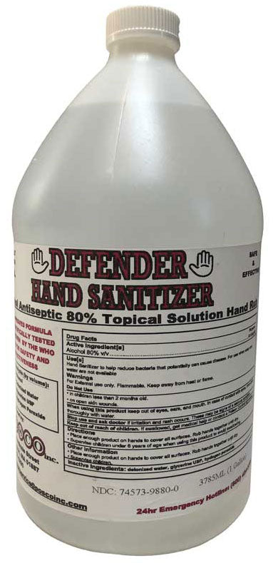 Defender Hand Sanitizer Alcohol Antiseptic 80% - 4 Gallons