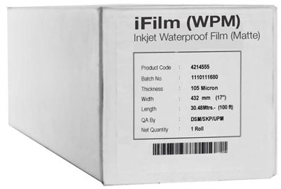44 x 100' Waterproof Inkjet Film, 4mil, 1 Roll