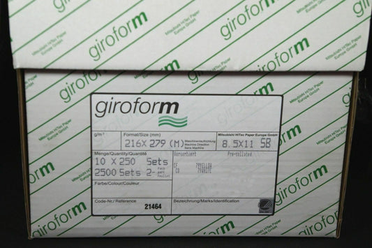 8.5 x 11 Giroform Carbonless Paper, 2 part Reverse, 2500 Sets